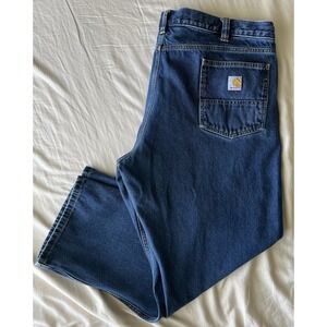 Carhartt BD4943 Relaxed Fit Jeans Mens 44x30 Dark Wash 100% Cotton Workwear Nice